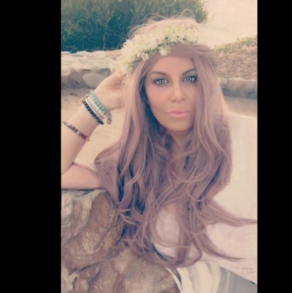Dusy pink front lace wig main image 4